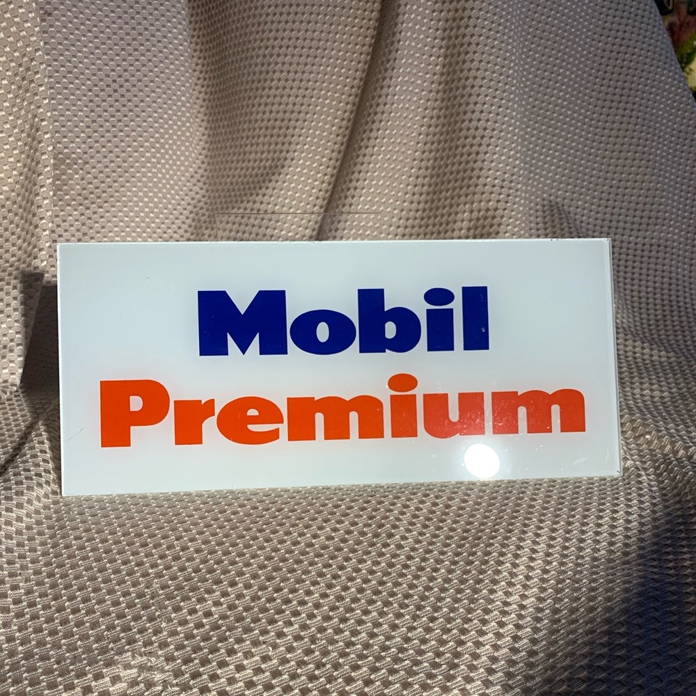 Collectible Vintage MOBIL Glass Sign